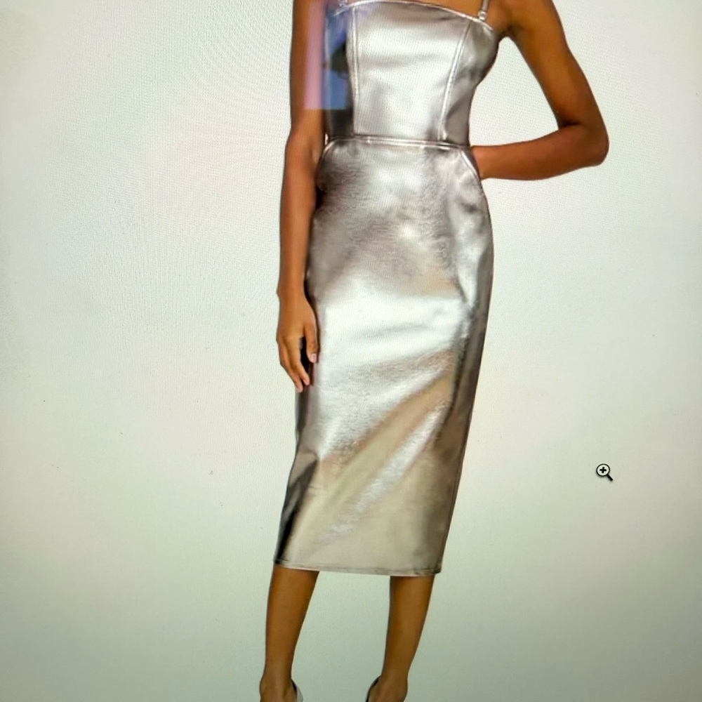 Avec Les Filles Strapless Silver Dress